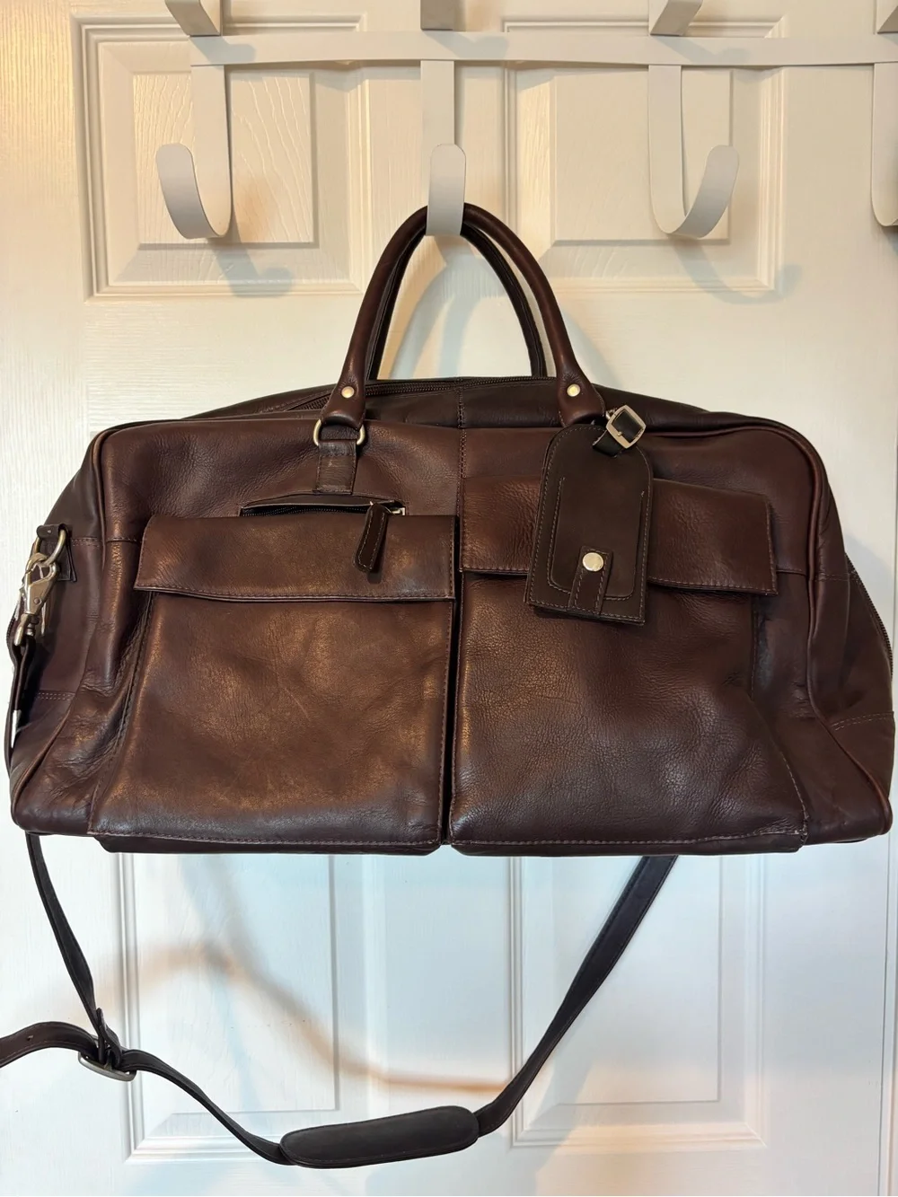 Men's Leather Weekender Duffel Bag - Brown